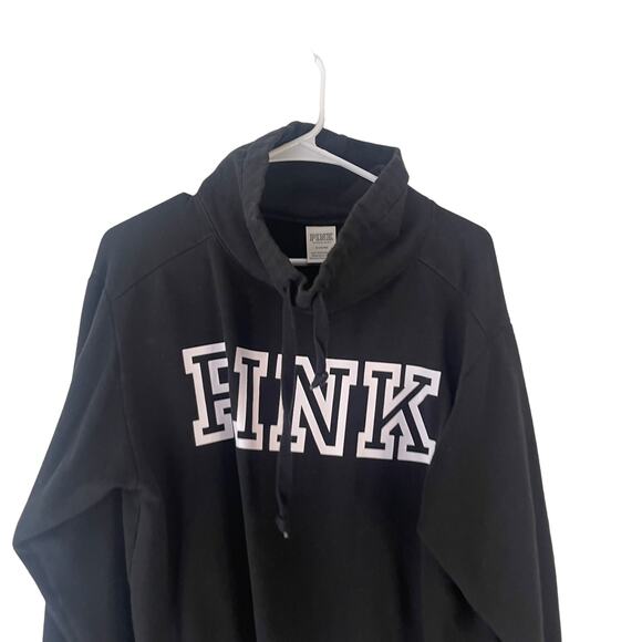 PINK Women's Size Medium Black Cowl Neck Campus Pullover Sweater - Picture 2 of 7